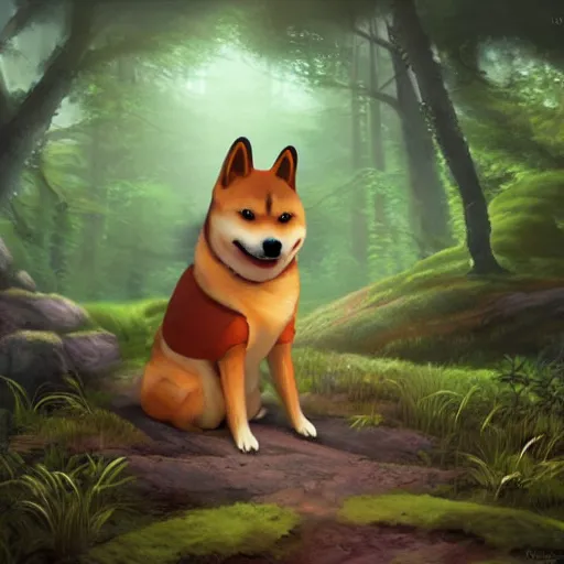 anthropomorphic shiba inu mage travels through a | Stable Diffusion ...