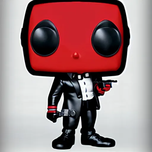 Prompt: funko pop of a deadpool wearing a tuxedo