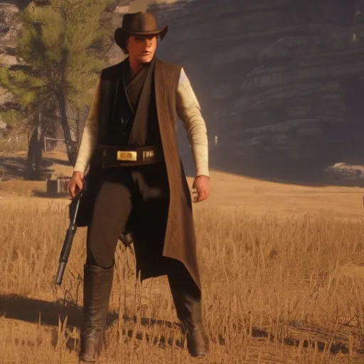 Prompt: Film still of Anakin Skywalker in Red Dead Redemption 2 (2018 video game)