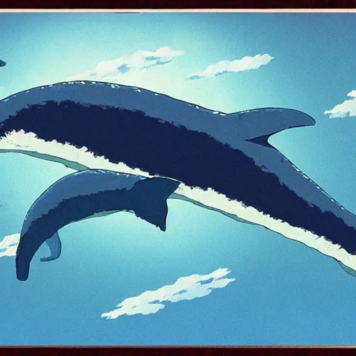 Image similar to huge space whale, Miyazaki style, Studio Ghibli