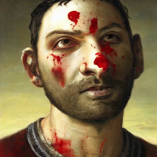 Image similar to a man with a bloodied nose, Fantasy painting portrait