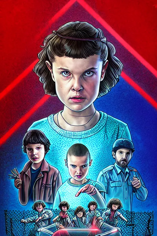 Prompt: character of Eleven from Stranger things by Dittmann Anna , digital, fantasy, detailed