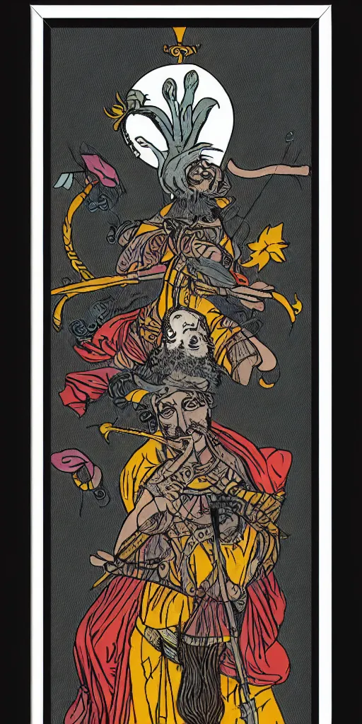 Prompt: the fool tarot card, abstract minimal contemporary work, insanely detailed, 8 k scan, in frame, satisfying, clever