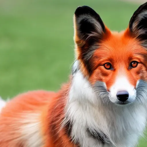 Prompt: cross between a border collie and a fox