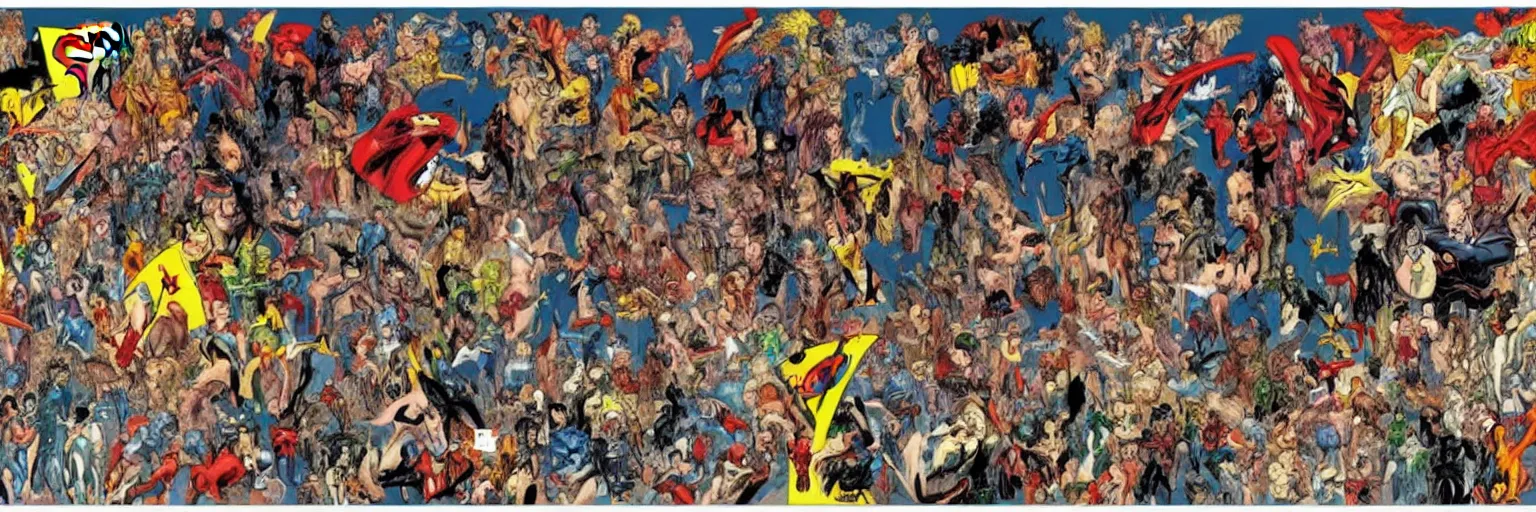 Image similar to abstract comic book art of people, dc comics, modern art,