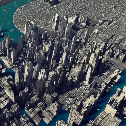 Prompt: A realistic photograph of New York City underwater as a result of climate change, 2052