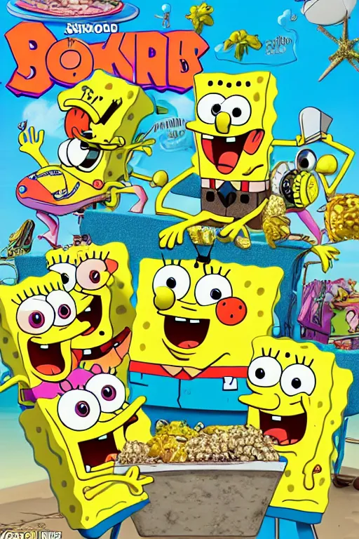 Image similar to spongebob on the cover of a food magazine, 8 k, hdr, detailed, 4 k, 1 6 k