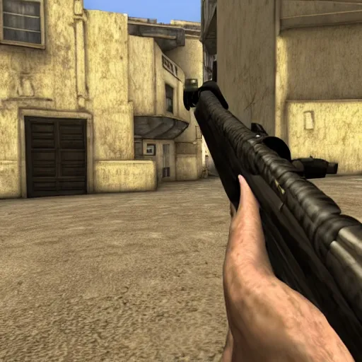 Image similar to mr bean holding an awp in dust 2, counter strike global offensive, videogame, 8 k, award winning