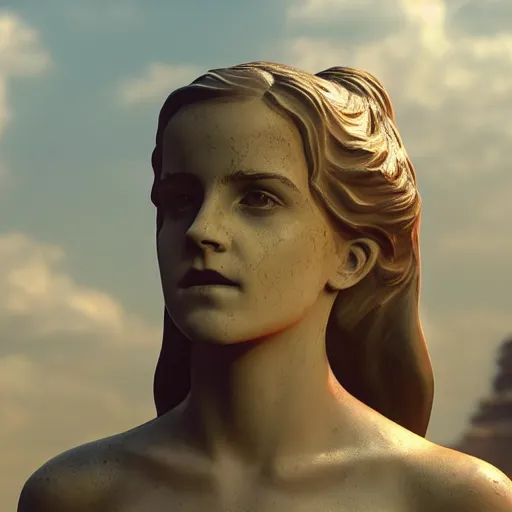 Image similar to statue emma watson, chrome, reflect 8 k uhd, unreal engine, octane render in the artstyle of finnian macmanus, john park and greg rutkowski