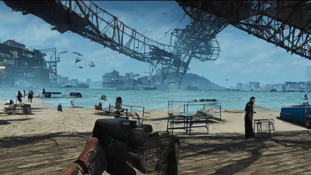 Image similar to Screenshot from Watchdogs at the beach
