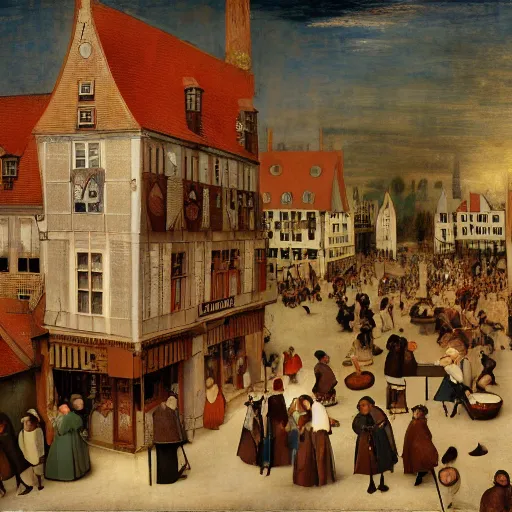 Image similar to universal victorian town cake pot, by pieter bruegel the elder and j. m. w. turner, cyberpunk, movie poster