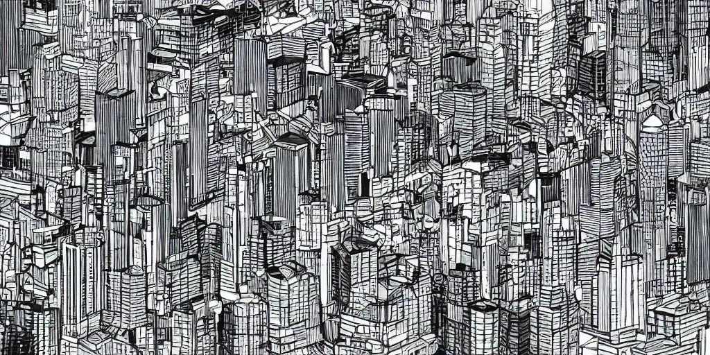 Prompt: City scape in the style of Hiromasa Ogura