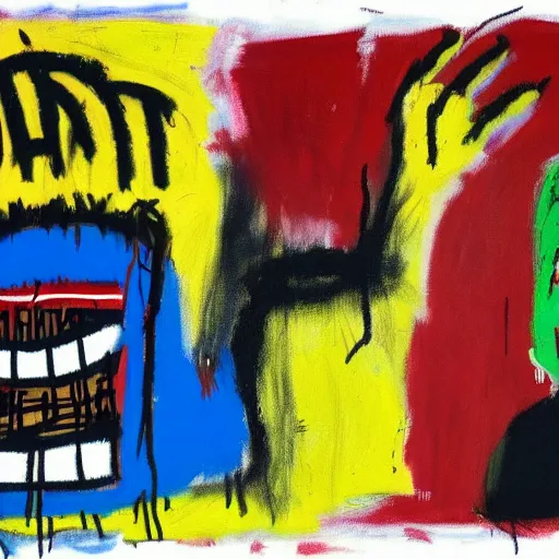 Image similar to a Painting by Jean Michel Basquiat about The Hulk