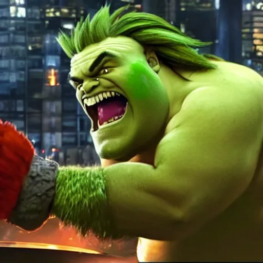 Image similar to movie still of jack black starring as blanka in the 2 0 2 6 live action street fighter movie