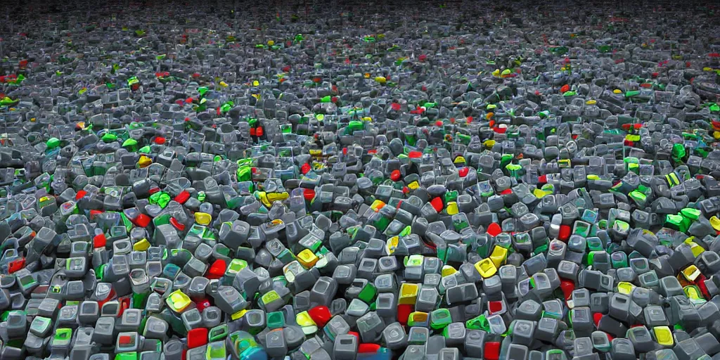 Prompt: seafloor filled with tiny nintendo cartridges, renderman, cartoon