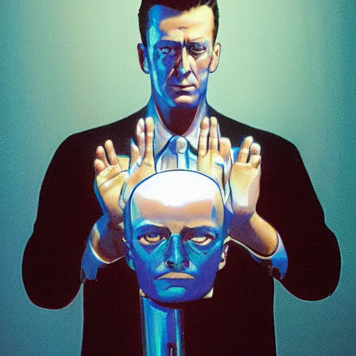 Image similar to T1000 as president, portrait, studio photo