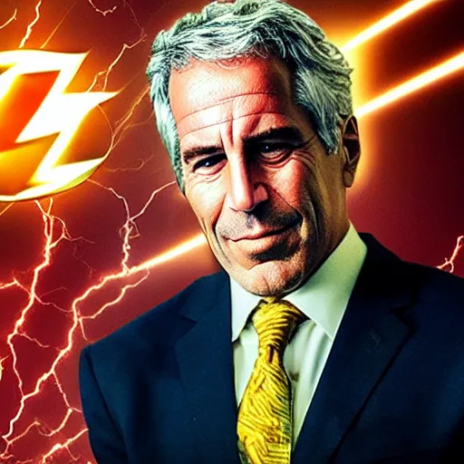 Image similar to jeffrey epstein as the flash, 8 k