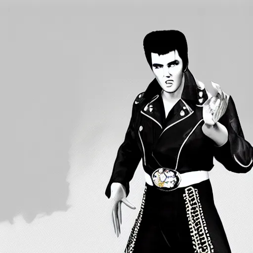 Prompt: Elvis Presley in the style of Tekken 7