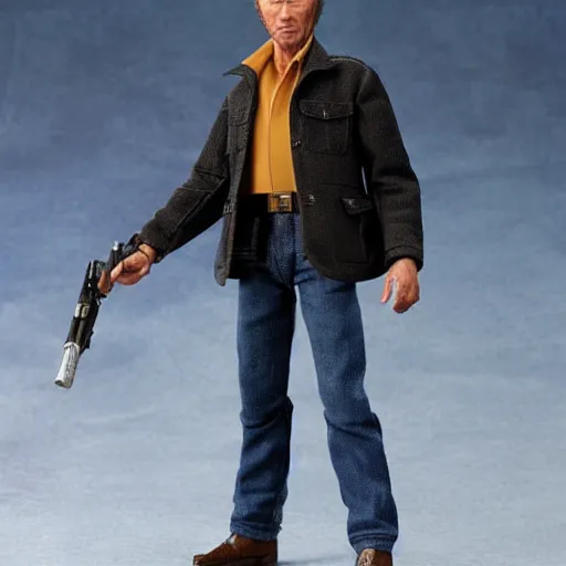 Prompt: clint eastwood action figure by hot toys.