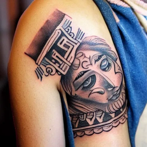 Image similar to arm tattoo of a greek mural