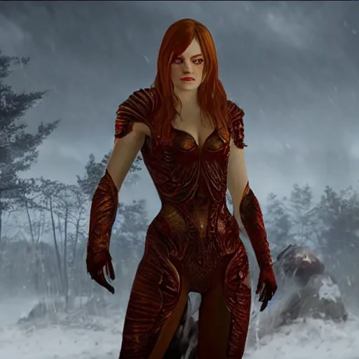 Image similar to Emma Stone in Elden Ring video game