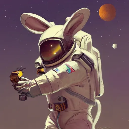 Prompt: bunny astronaut by rossdraws and greg rutkowski, detailed, midjourney