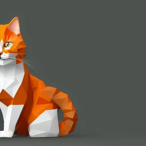 Prompt: a cat standing next to a bottle of medicine. the cat was orange in color and having fluffy fur. animal. digital art. pixabay. shutterstock. low poly style.
