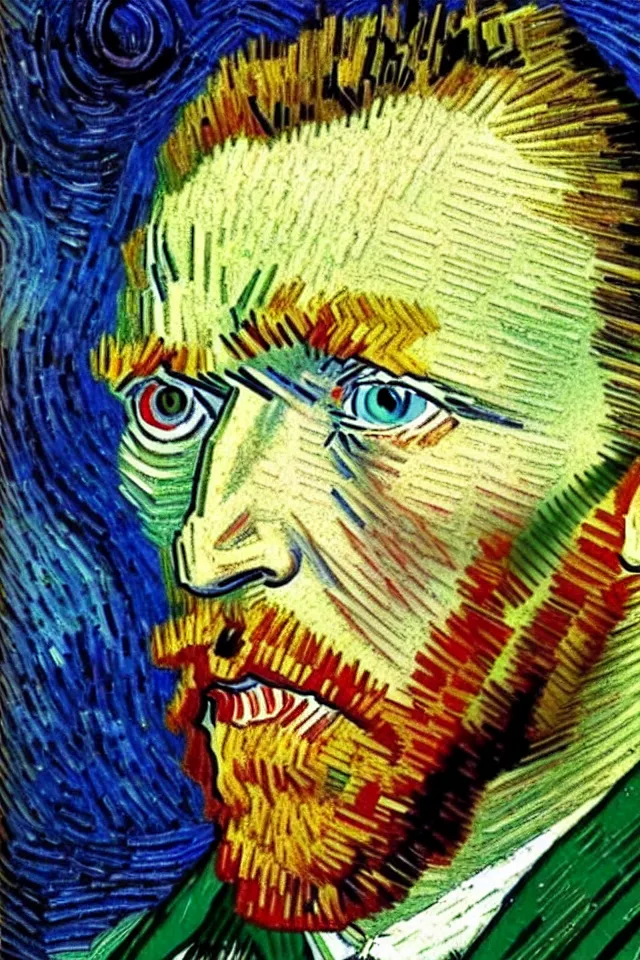 Image similar to winking self - portrait of van gogh, wink and smile, happy vincent