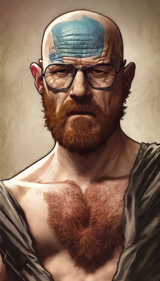 Prompt: Heisenberg as Kratos, highly detailed, digital painting, artstation, concept art, smooth, sharp focus, illustration, ArtStation, art by artgerm and greg rutkowski and alphonse mucha and J. C. Leyendecker and Edmund Blair Leighton and Katsuhiro Otomo and Geof Darrow and Phil hale and Ashley wood and Ilya repin and Charlie Bowater