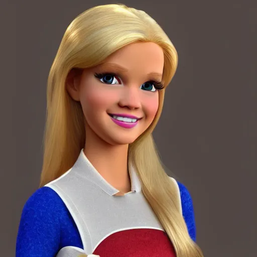 Image similar to a 3d princess with blonde hair , 3d cgi , disney style , photorealistic