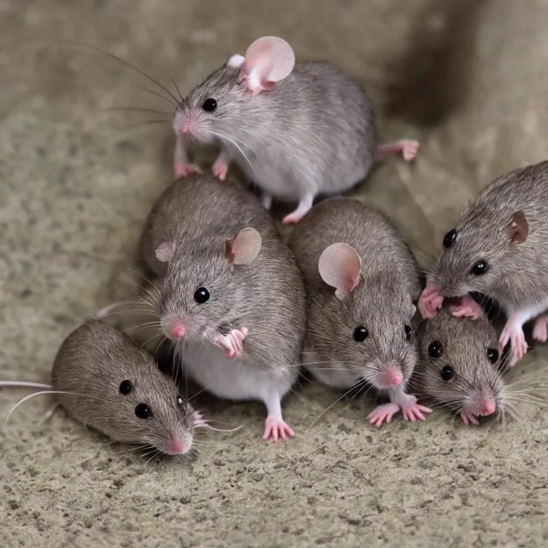 Image similar to super intelligent mice laying their best plans