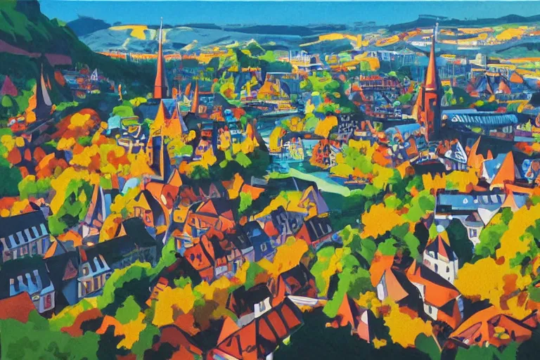 Prompt: !! gouache!! luxemburg in a sunny day, artwork by tooth wu, colorful contrast,!!!! very coherent!!!!, dark shadow, thick lineart