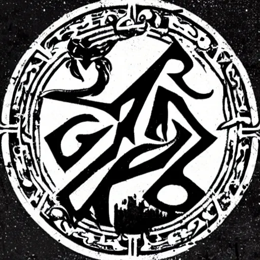 Image similar to the logo for the band which is called Ravengris, black metal style