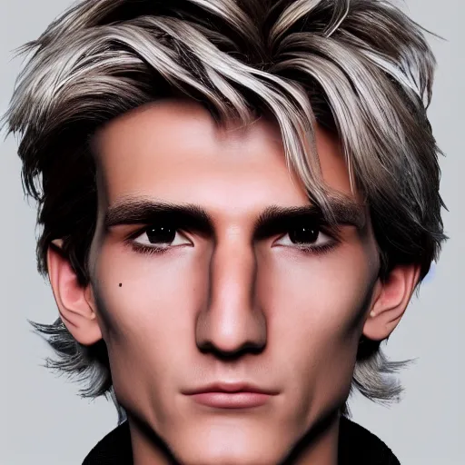 Image similar to a closeup shot of handsome xqc, gigachad, strong jawline, photorealism, 8k