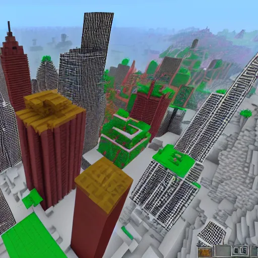 Prompt: Manhattan remade 1:1 in Minecraft