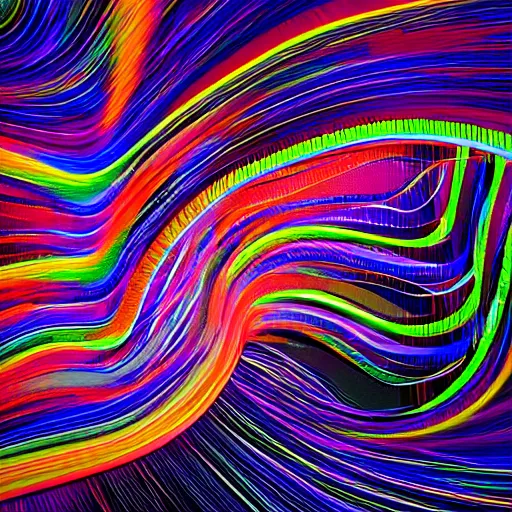 Image similar to photo of data - driven, inspired by refik anadol, three - dimensional, generative shapes, multi - coloured, waves spirals, cinematic