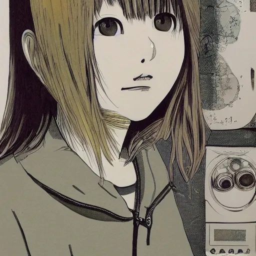 Prompt: painting style of inio asano