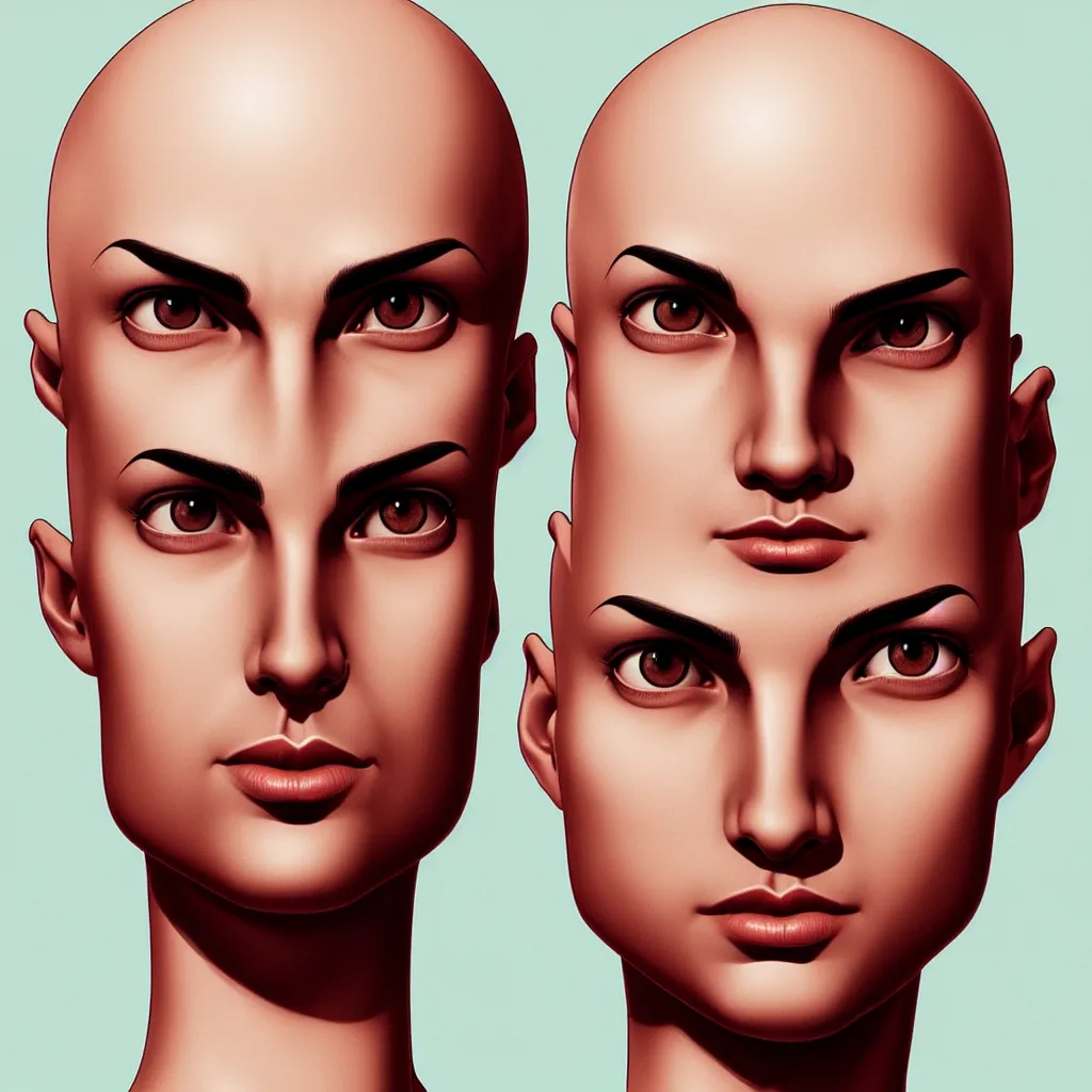 Prompt: bald single character, perfect face symmetrical, photorealistic, illustration, portrait