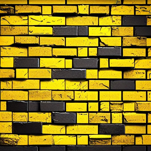 Image similar to a lonely yellow brick surrounded by black bricks, photorealistic, photography, vignette, very detailed, 4 k