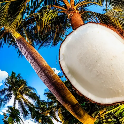 Image similar to symmetrical photo of giant coconut on red square, super wide shot, 1 2 mm, bokeh