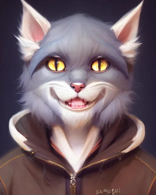 Image similar to character concept art of a young male anthropomorphic furry cat | | cute - fine - face, pretty face, key visual, realistic shaded perfect face, fine details by stanley artgerm lau, wlop, rossdraws, james jean, andrei riabovitchev, marc simonetti, and sakimichan, trending on artstation