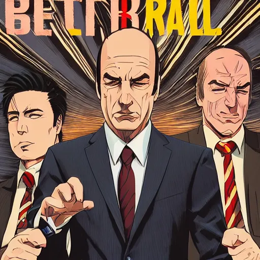 Image similar to Better Call Saul, manga cover illustration by Tomoyuki Yamasaki, Kyoto Studio, Madhouse, Ufotable, detailed HD, trending on artstation