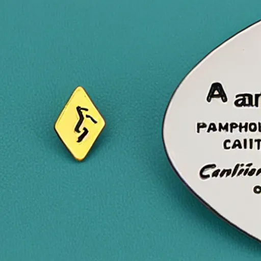 Image similar to a diamond enamel pin depicting a caution label, smooth curves