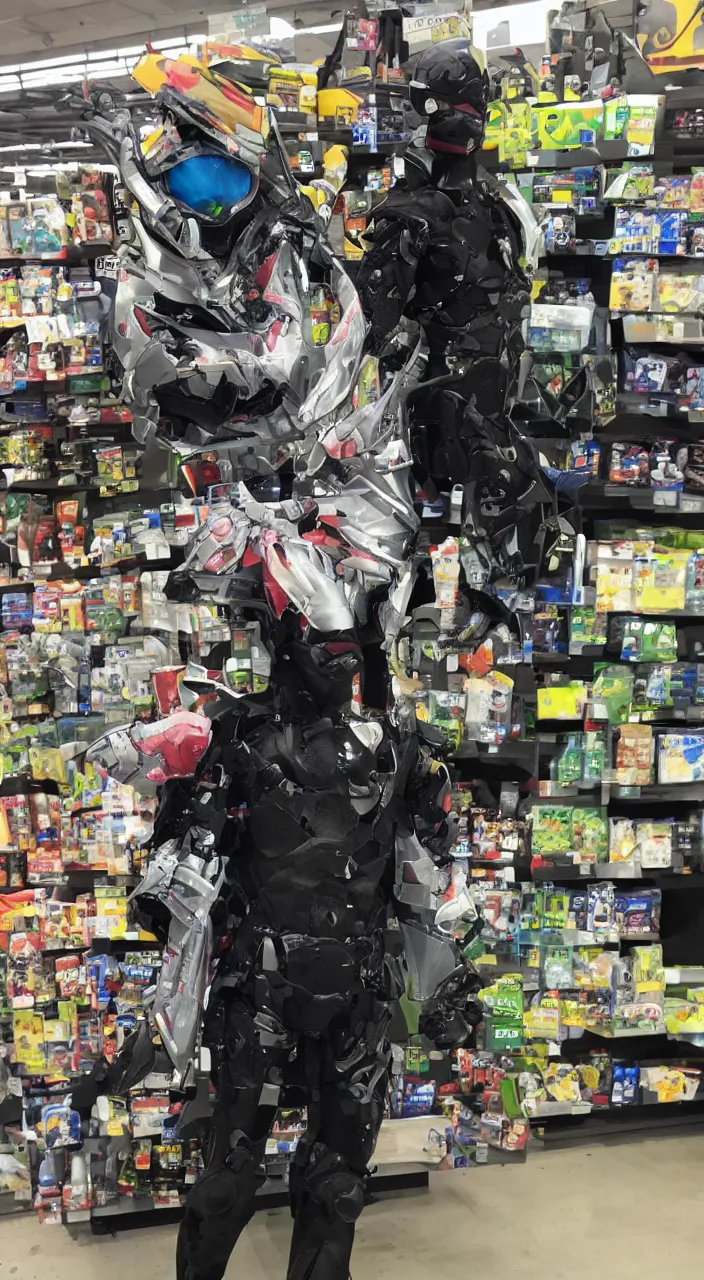 Image similar to cyborg ninja in walmart