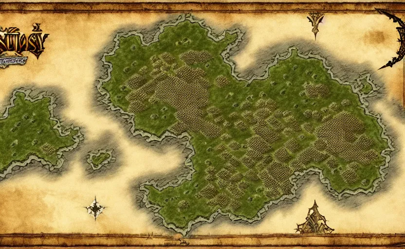 Prompt: fantasy map, large, detailed, three factions