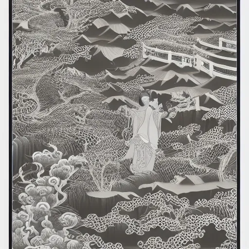 Image similar to A beautiful Chinese paper-cut art , illustration aesthetic ,hyper details ,8K.