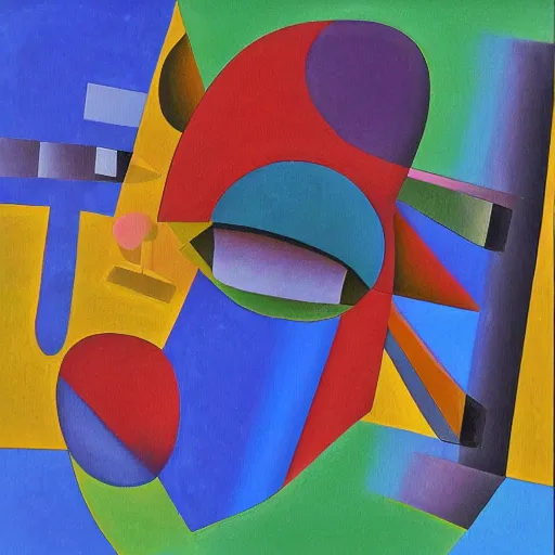 Prompt: a cubism style painting of conscious evolution