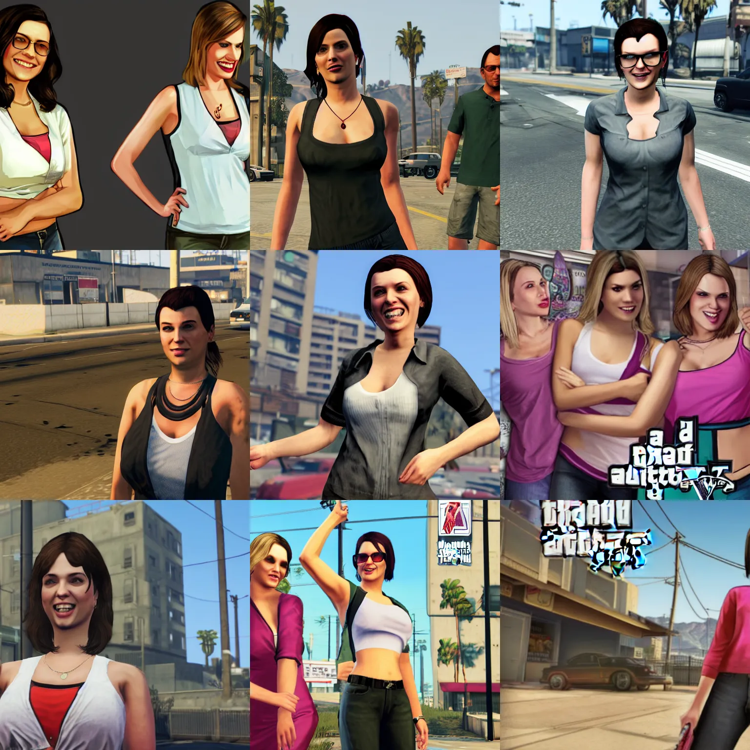 Prompt: a happy female marketing manager in gta v