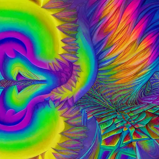 Prompt: an lsd dmt psychedelic pastel organic shaped architectural color gradient hyperspace painting by android jones and logan walden