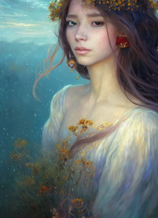 Prompt: highly detailed portrait of princess with long hairs, stephen bliss, unreal engine, fantasy art by greg rutkowski, and renoir loish, rhads, ferdinand knab, makoto shinkai and lois van baarle, ilya kuvshinov, rossdraws, tom bagshaw, alphonse mucha, global illumination, radiant light, detailed and intricate environment